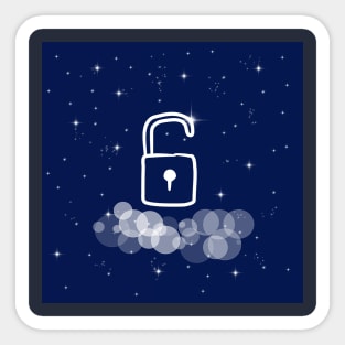 open lock, open path, freedom, open, illustration, night, cosmoc, space, galaxy, stars Sticker